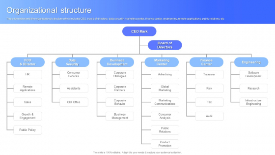 Organizational Structure Facebook Business Outline Slides PDF