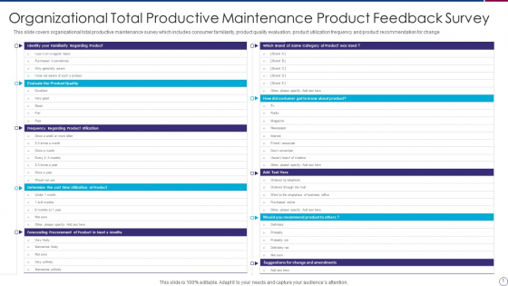 Organizational Total Productive Maintenance Product Feedback Survey Clipart PDF Organizational Total Productive Maintenance Product Feedback Survey Clipart PDF