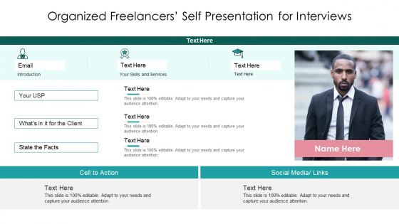 Organized Freelancers Self Presentation For Interviews Ppt PowerPoint Presentation Gallery Information PDF