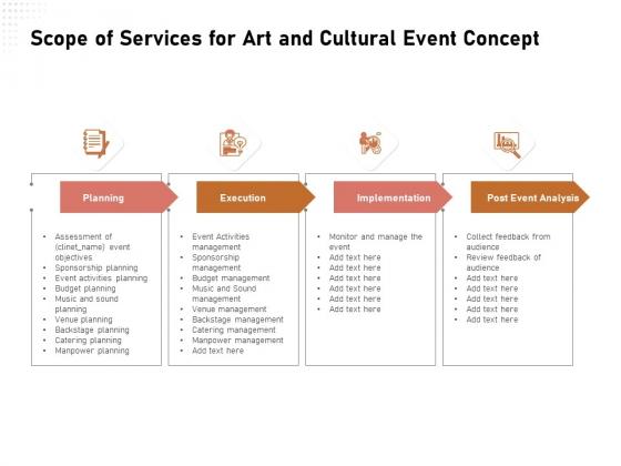 Organizing Perfect Arts Culture Festival Scope Of Services For Art And Cultural Event Concept Microsoft PDF