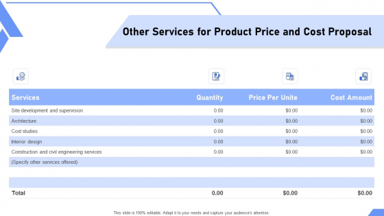 Other Services For Product Price And Cost Proposal Ppt Slides Example PDF