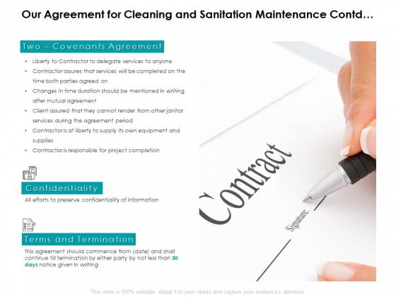 Our Agreement For Cleaning And Sanitation Maintenance Contd Ppt PowerPoint Presentation Pictures Smartart Our Agreement For Cleaning And Sanitation Maintenance Contd Ppt PowerPoint Presentation Pictures Smartart