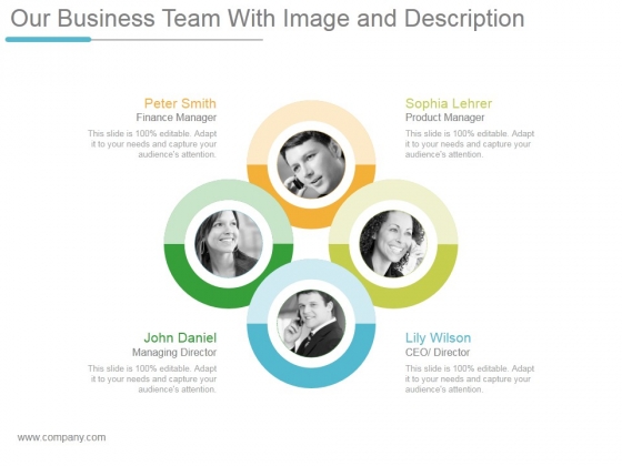 Our Business Team With Image And Description Ppt PowerPoint Presentation Designs Download