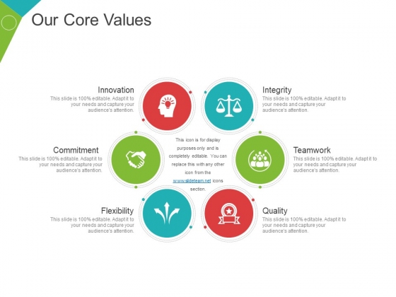 our core values template 2 ppt powerpoint presentation icon design