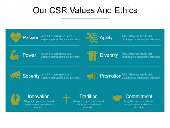 Our Csr Values And Ethics Ppt PowerPoint Presentation Gallery Our Csr Values And Ethics Ppt PowerPoint Presentation Gallery