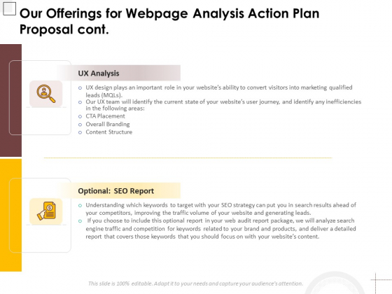 Our Offerings For Webpage Analysis Action Plan Proposal Cont Ppt PowerPoint Presentation Summary PDF Our Offerings For Webpage Analysis Action Plan Proposal Cont Ppt PowerPoint Presentation Summary PDF