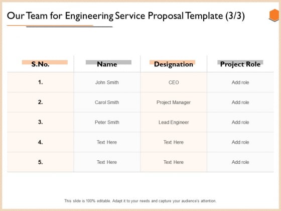 Our Team For Engineering Service Proposal Template Information PDF Our Team For Engineering Service Proposal Template Information PDF
