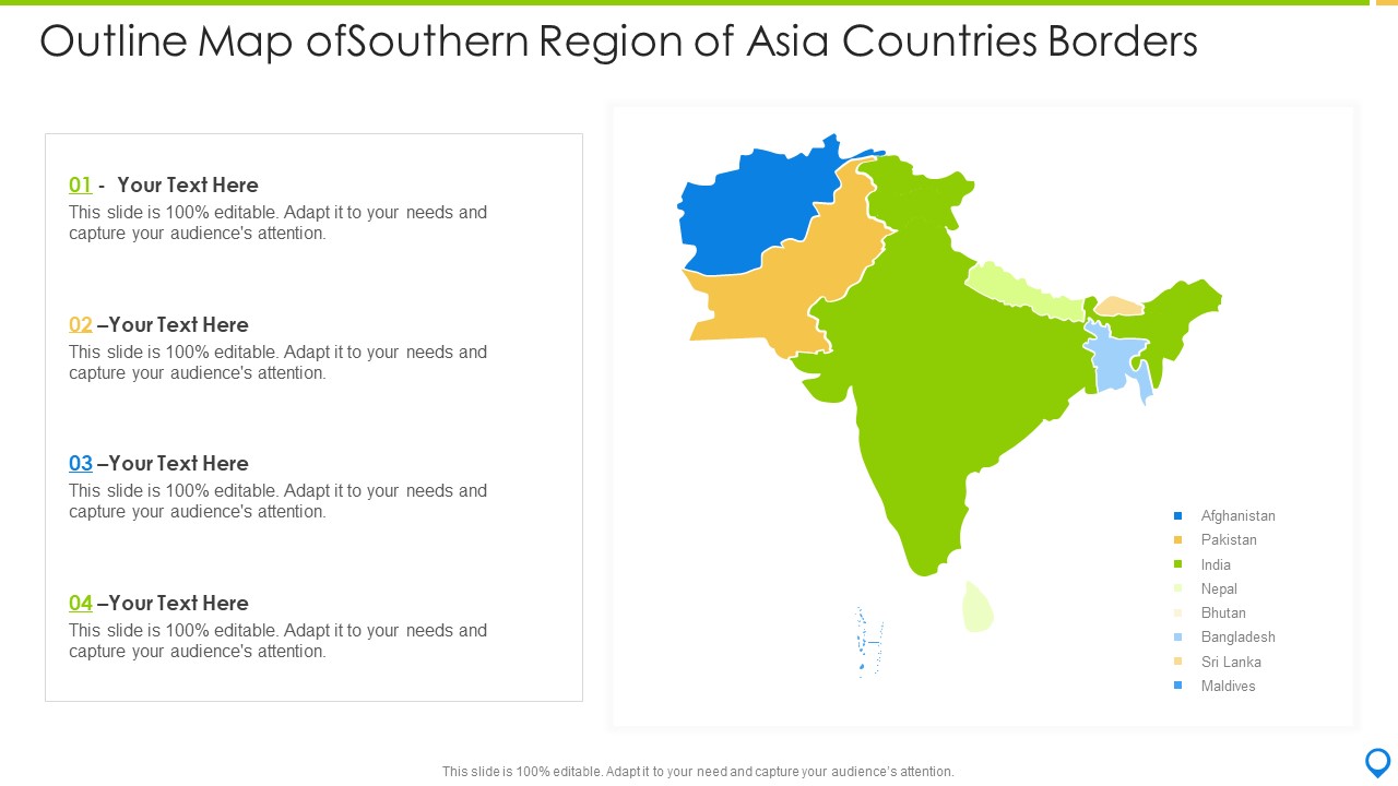 Outline Map Of Southern Region Of Asia Countries Borders Microsoft PDF