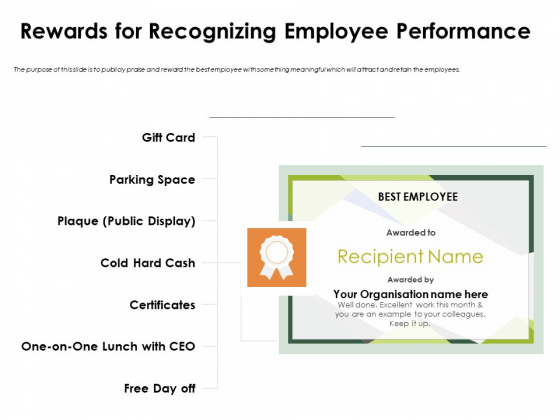 Outstanding Employee Rewards For Recognizing Employee Performance Brochure PDF