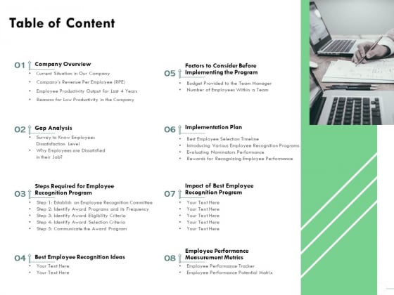 Outstanding Performer Workplace Table Of Content Ppt Professional Designs Download PDF Outstanding Performer Workplace Table Of Content Ppt Professional Designs Download PDF