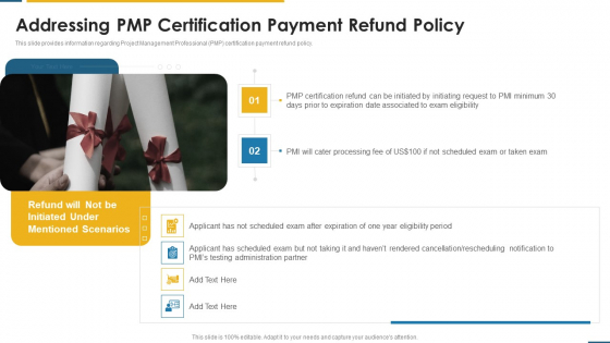 PMP Certification Criteria IT Addressing PMP Certification Payment Refund Policy Ppt Gallery Graphics Pictures PDF PMP Certification Criteria IT Addressing PMP Certification Payment Refund Policy Ppt Gallery Graphics Pictures PDF