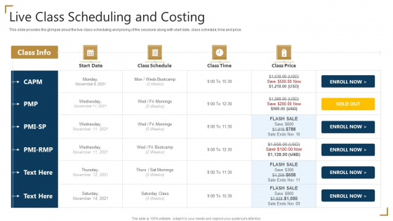 PMP Certification Live Class Scheduling And Costing Ppt File Clipart Images PDF PMP Certification Live Class Scheduling And Costing Ppt File Clipart Images PDF