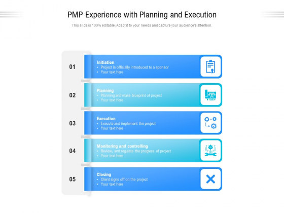PMP Experience With Planning And Execution Ppt PowerPoint Presentation Styles Clipart Images PDF PMP Experience With Planning And Execution Ppt PowerPoint Presentation Styles Clipart Images PDF
