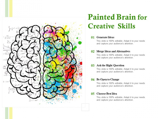 Painted Brain For Creative Skills Ppt PowerPoint Presentation Outline Portfolio