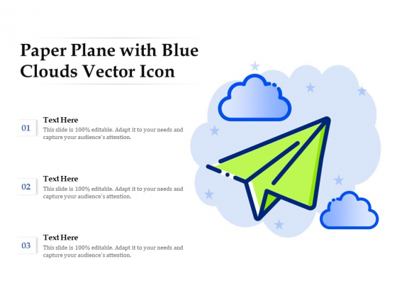 Paper Plane With Blue Clouds Vector Icon Ppt PowerPoint Presentation Pictures Template PDF