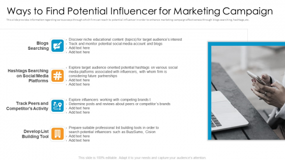 Partner Advertisement Strategy Ways To Find Potential Influencer For Marketing Campaign Structure PDF Partner Advertisement Strategy Ways To Find Potential Influencer For Marketing Campaign Structure PDF