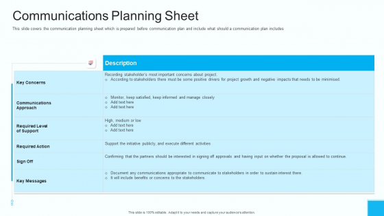 Partner Engagement Strategy Initiative Communications Planning Sheet Download PDF Partner Engagement Strategy Initiative Communications Planning Sheet Download PDF