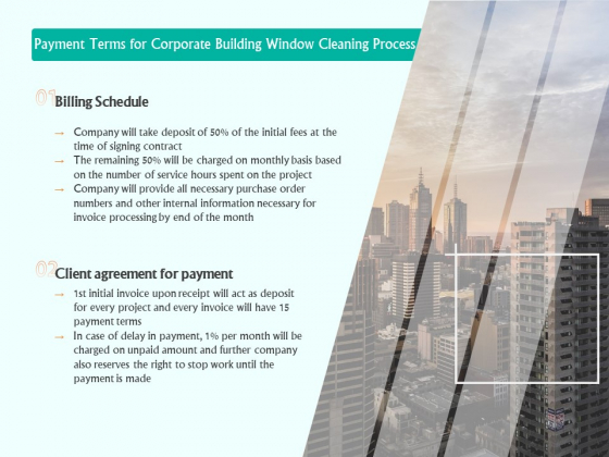 Payment Terms For Corporate Building Window Cleaning Process Ppt Model Mockup PDF Payment Terms For Corporate Building Window Cleaning Process Ppt Model Mockup PDF