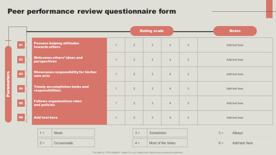 Peer Performance Review Questionnaire Form Microsoft PDF