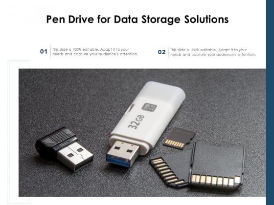 Pen Drive For Data Storage Solutions Ppt PowerPoint Presentation File Slides PDF