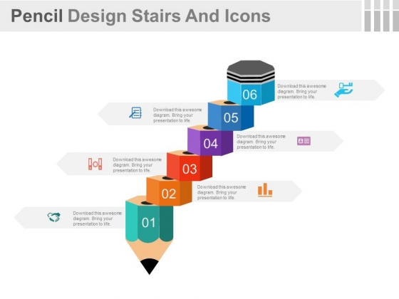Pencil Chart With Growth Steps Powerpoint Template Pencil Chart With Growth Steps Powerpoint Template