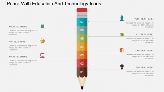 Pencil With Education And Technology Icons Powerpoint Templates