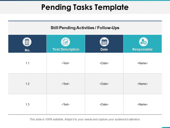 Pending Tasks Responsible Ppt PowerPoint Presentation Outline Master Slide Pending Tasks Responsible Ppt PowerPoint Presentation Outline Master Slide