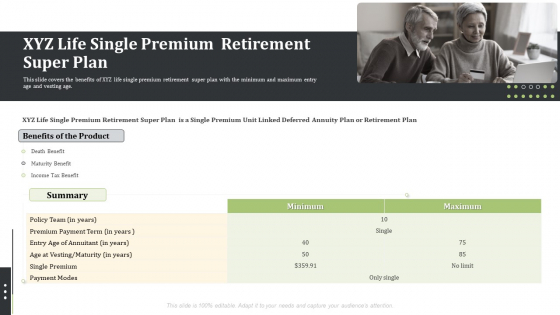 Pension Alimony XYZ Life Single Premium Retirement Super Plan Microsoft PDF