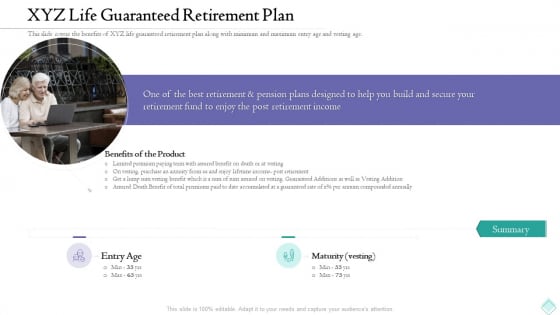 Pension Planner XYZ Life Guaranteed Retirement Plan Download PDF