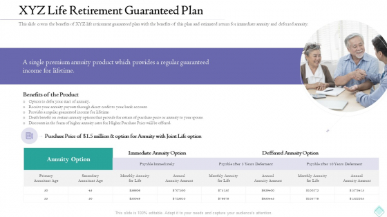 Pension Planner XYZ Life Retirement Guaranteed Plan Structure PDF