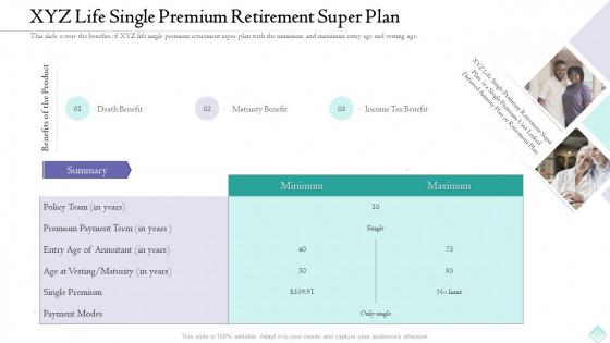 Pension Planner XYZ Life Single Premium Retirement Super Plan Formats PDF Pension Planner XYZ Life Single Premium Retirement Super Plan Formats PDF
