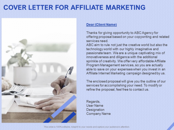 Performance Based Marketing Proposal Cover Letter For Affiliate Marketing Ppt Model Outline PDF Performance Based Marketing Proposal Cover Letter For Affiliate Marketing Ppt Model Outline PDF