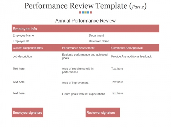 Performance Review Template Part 2 Ppt PowerPoint Presentation File Slideshow
