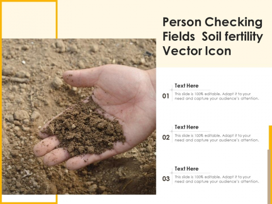Person Checking Fields Soil Fertility Vector Icon Ppt PowerPoint Presentation Professional Tips PDF