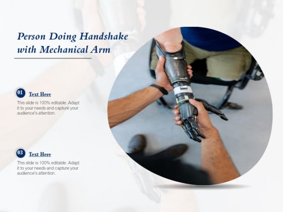 Person Doing Handshake With Mechanical Arm Ppt PowerPoint Presentation Icon Backgrounds PDF