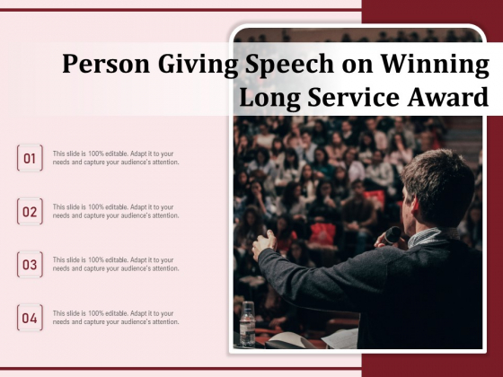 Person Giving Speech On Winning Long Service Award Ppt PowerPoint Presentation Professional Files PDF