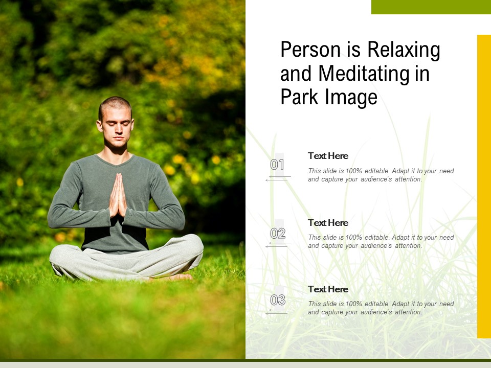 Person Is Relaxing And Meditating In Park Image Ppt PowerPoint Presentation Files PDF