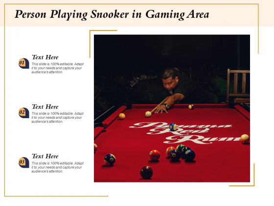 Person Playing Snooker In Gaming Area Ppt PowerPoint Presentation File Picture PDF