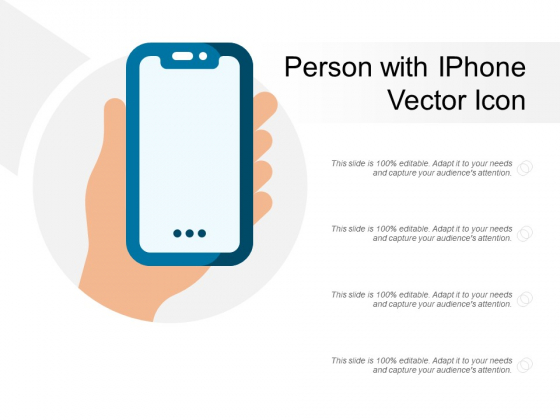 Person With Iphone Vector Icon Ppt PowerPoint Presentation Slides Model PDF