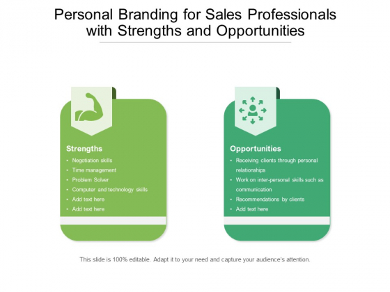 Personal Branding For Sales Professionals With Strengths And Opportunities Ppt PowerPoint Presentation File Influencers PDF