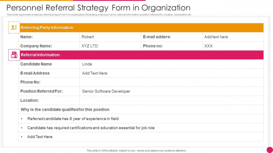 Personnel Referral Strategy Form In Organization Inspiration PDF Personnel Referral Strategy Form In Organization Inspiration PDF