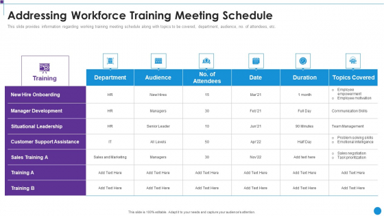 Personnel Training Playbook Addressing Workforce Training Meeting Schedule Pictures PDF Personnel Training Playbook Addressing Workforce Training Meeting Schedule Pictures PDF