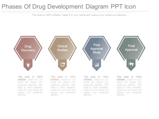 Phases Of Drug Development Diagram Ppt Icon