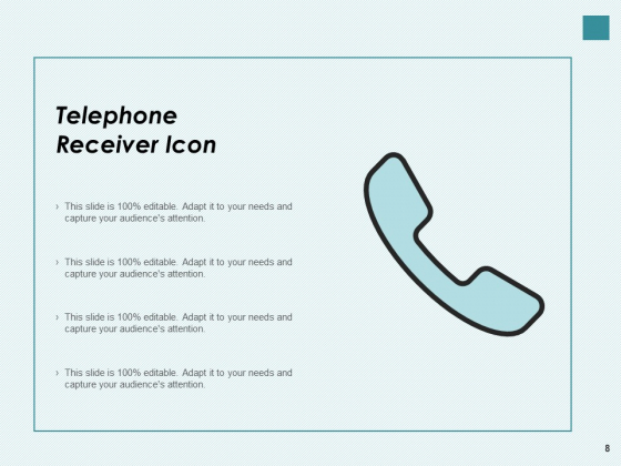 Phone Symbol Customer Support Landline Telephone Icon Ppt PowerPoint Presentation Complete Deck customizable adaptable