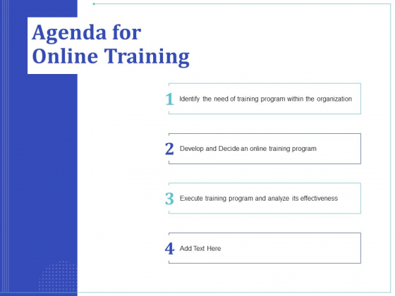 Phone Tutoring Initiative Agenda For Online Training Ppt Gallery Layout Ideas PDF