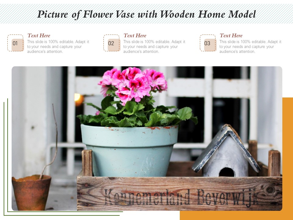 Picture Of Flower Vase With Wooden Home Model Ppt PowerPoint Presentation Icon Outline PDF