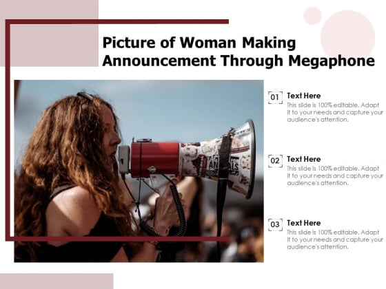 Picture Of Woman Making Announcement Through Megaphone Ppt PowerPoint Presentation Portfolio Example PDF Picture Of Woman Making Announcement Through Megaphone Ppt PowerPoint Presentation Portfolio Example PDF