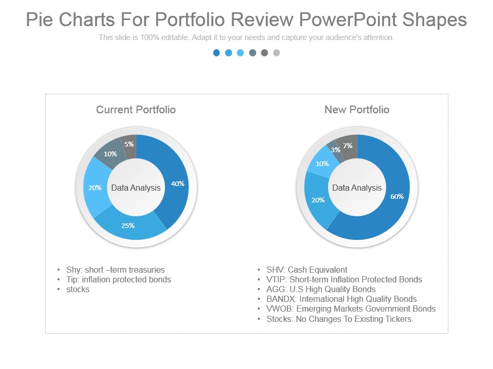 Pie Charts For Portfolio Review Powerpoint Shapes