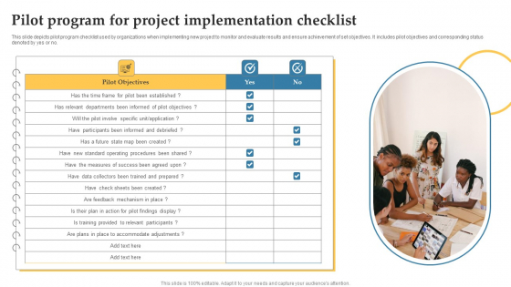 Pilot Program For Project Implementation Checklist Background PDF