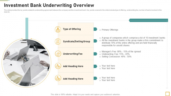Pitch Book For Investor Funding Contract Investment Bank Underwriting Overview Elements PDF Pitch Book For Investor Funding Contract Investment Bank Underwriting Overview Elements PDF